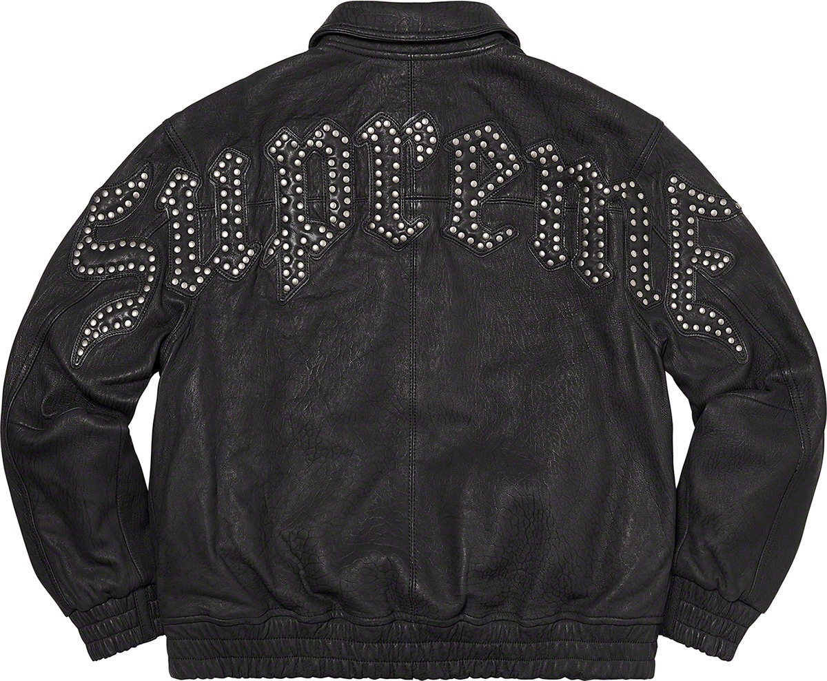 Pebbled Leather Varsity Jacket view 12